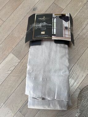 Fieldcrest Luxury Alden 100% Linen Curtain 50" x 84" Dark Gray Back Tab NIB